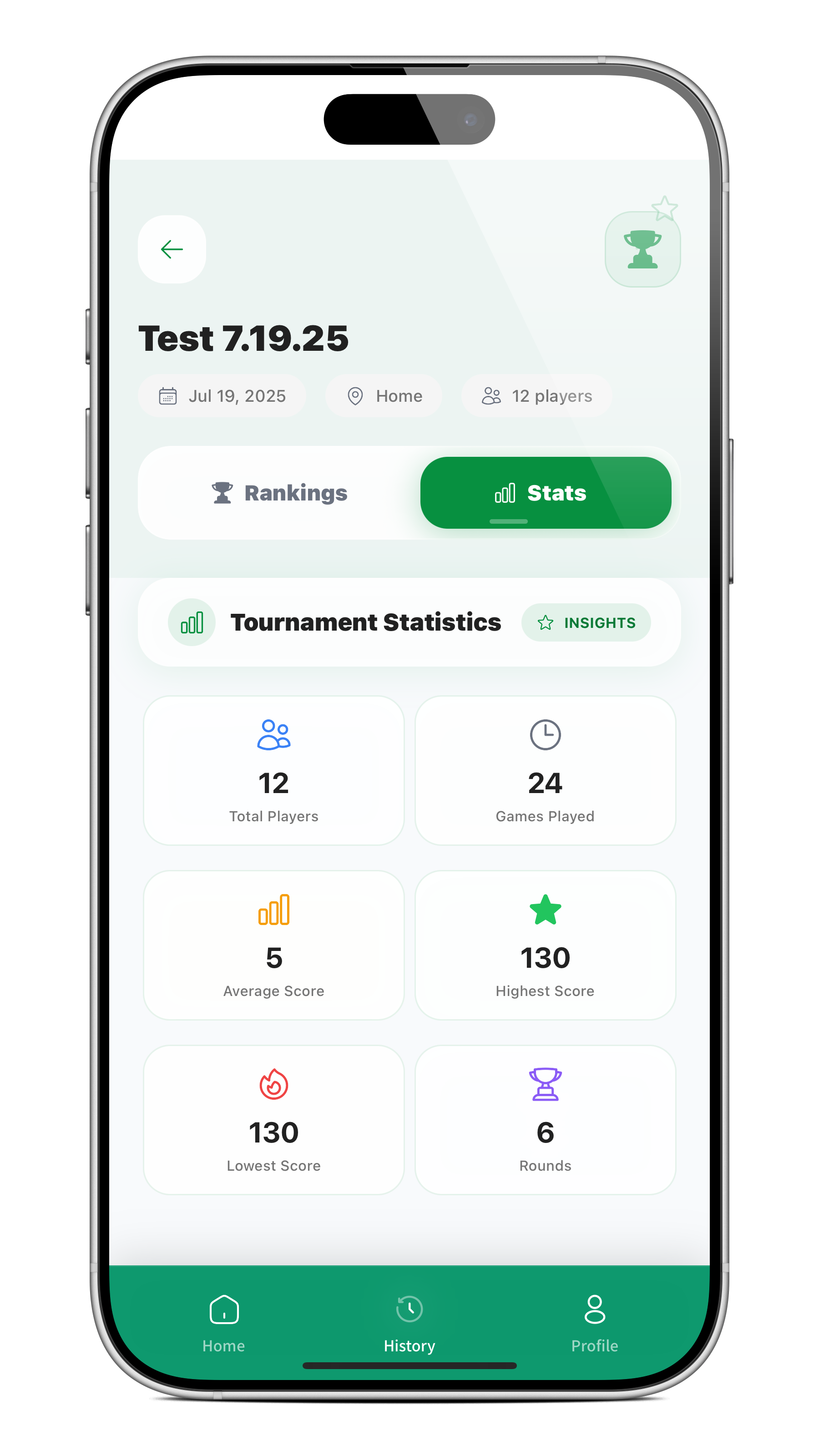 Saturday Mahjong Club App - Player Profile